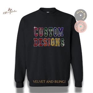 Benutzerdefiniertes Samt & Bling Print-Sweatshirt - Personalisierter Pailletten-Glitter, funkelnder Text-Pullover, geschwollener, geprägter Pullover, bequem, stilvoll