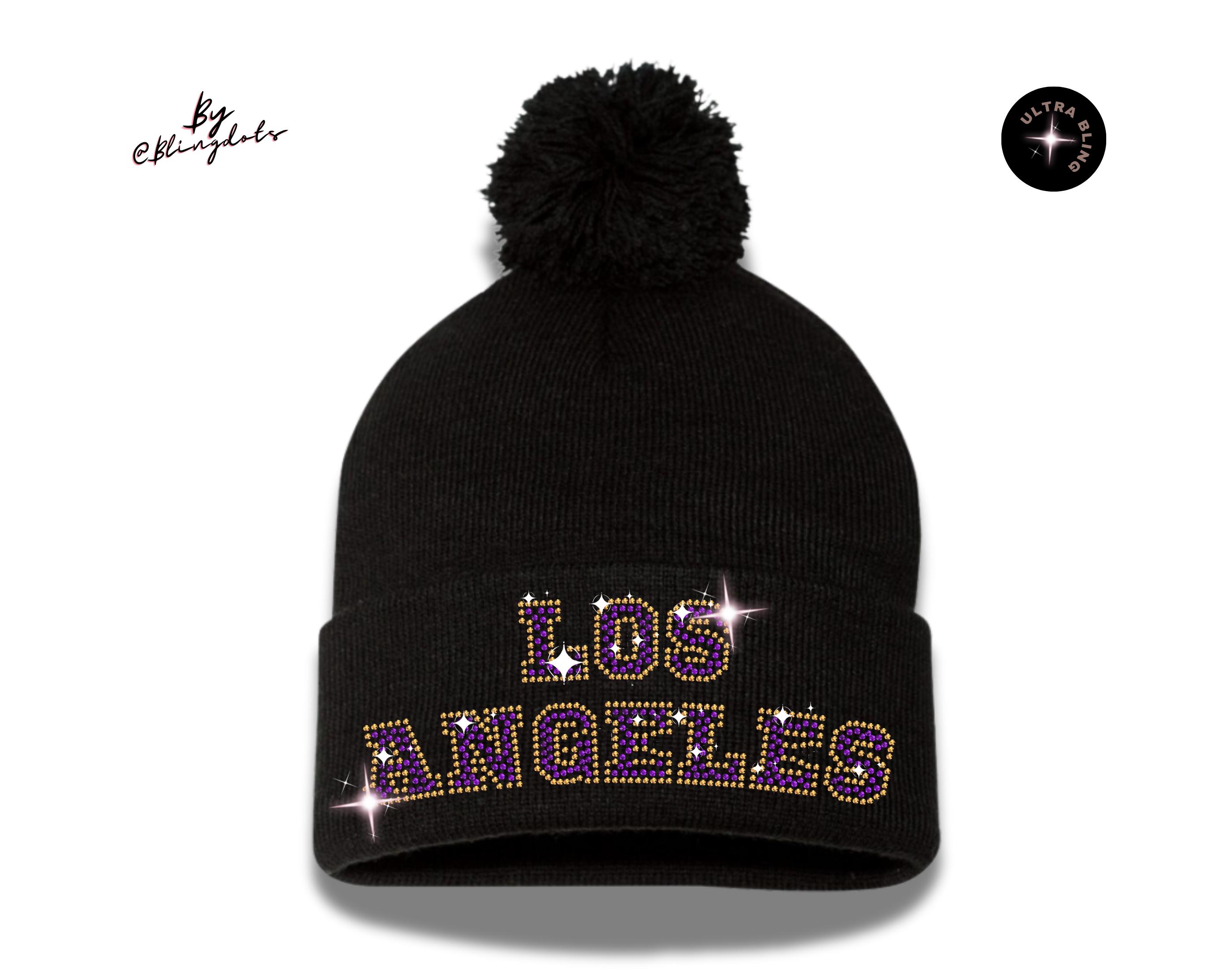 Los Angeles Sequin Pom‑pom Beanie • Customizable City/team 