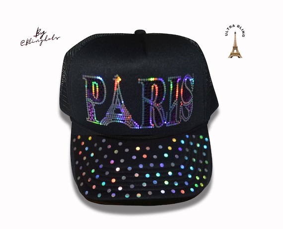 Paris Sequin Trucker Hat Ultra-bling Mesh Snapback Cap With  display picture 1