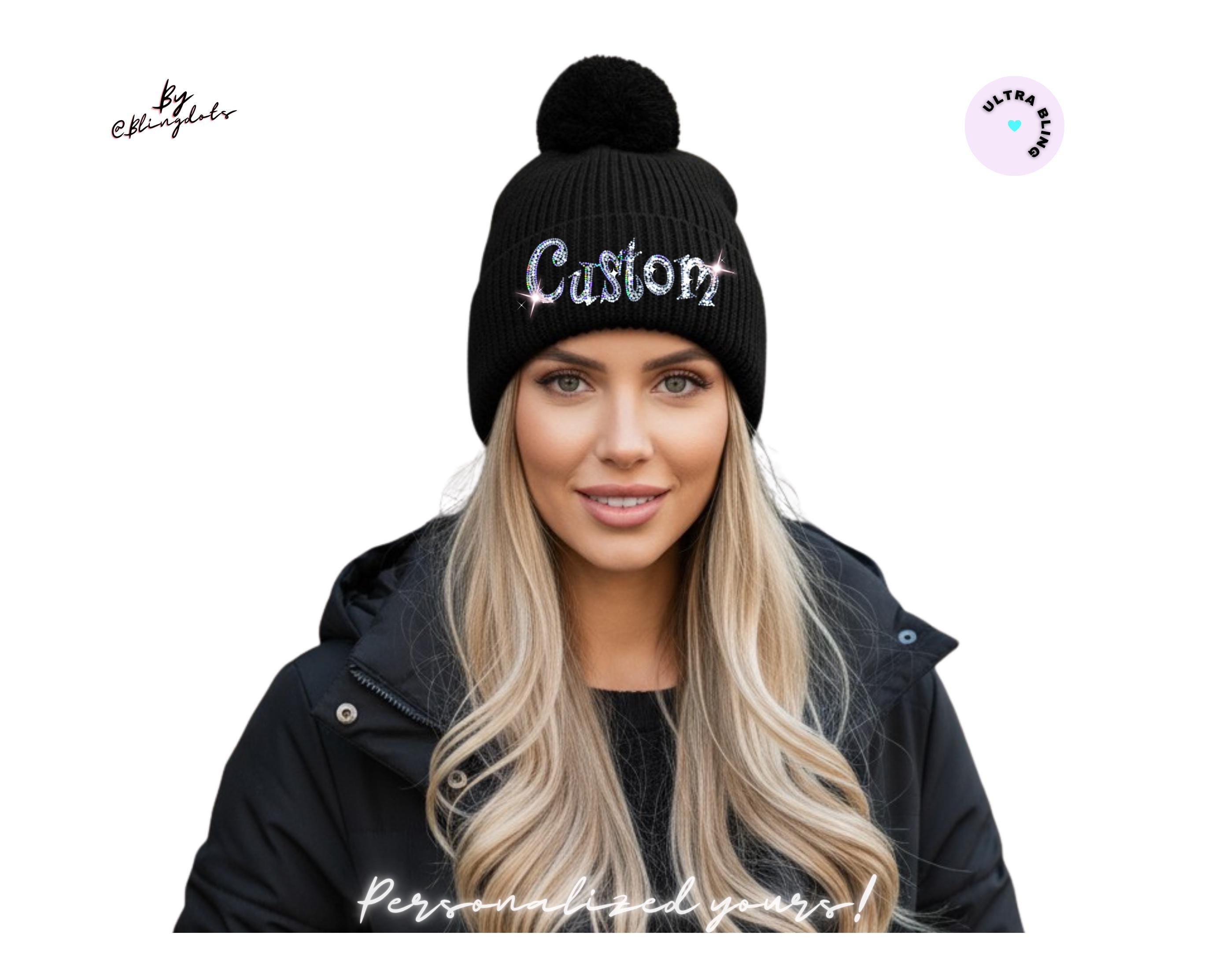 Custom Sparkling Beanie - Personalized Knit Winter Hat With 