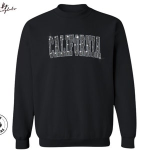 Kalifornien Bling Sweatshirt, City Bling, schwarz auf schwarz holographische Pailletten Pullover, Glitzer Collegiate Stil, Spiel Sweatshirt, perfektes Geschenk