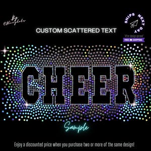 Custom Scattered bling text personalized Starburst effect DTF Iron On transfer Bedazzled spread out word Sequin glitter sparkling decal logo