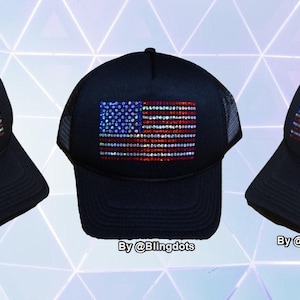 Usa bling cap sequins Patriotic hat Glitter No rhinestones sparkly