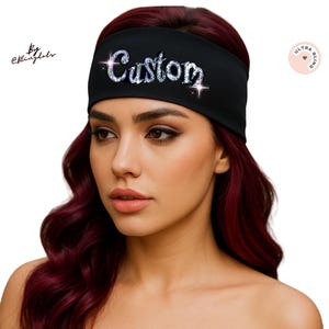 Custom Bling Bandana Headband – Personalized Logo in Glitter Sequins Fashion Accessory for Performances, Festivals, Sports Streetwear Design