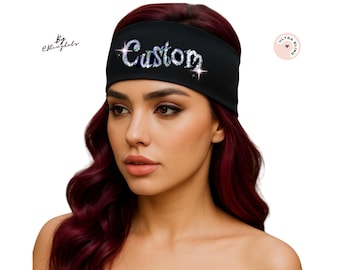 Custom Bling Bandana Headband – Personalized Logo in Glitter Sequins Fashion Accessory for Performances, Festivals, Sports Streetwear Design