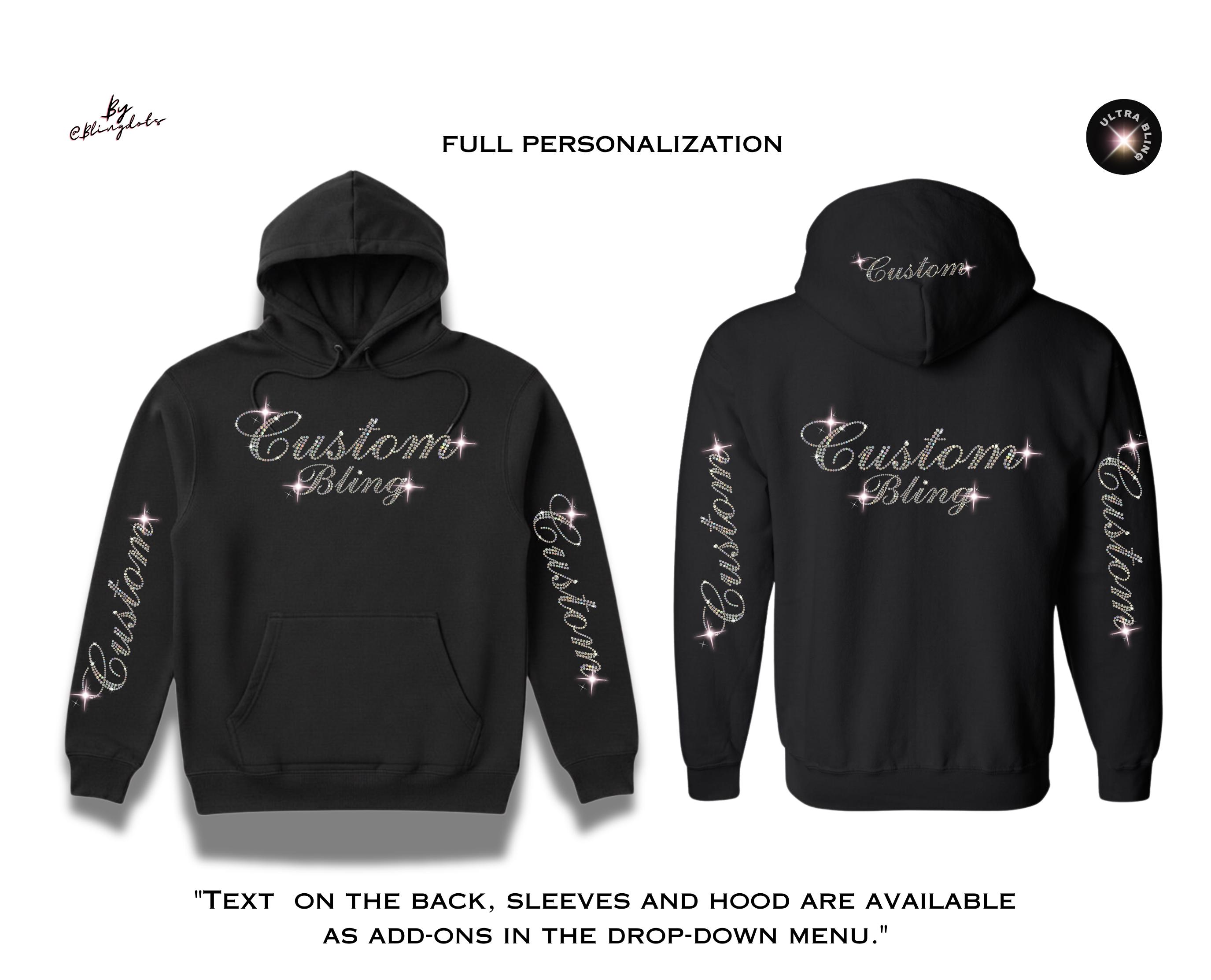 Custom Bling Business Logo Hoodie Personalized Sequins Sweatshirt