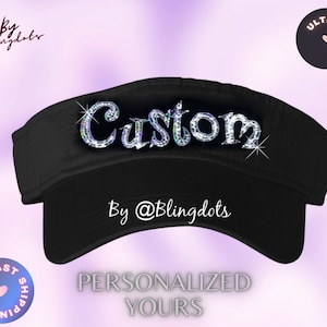 Custom bling Visor, Sequins Sparkly Glitter visor, sparkles visor, custom text visor, personalized glitter visor, custom bling text visor