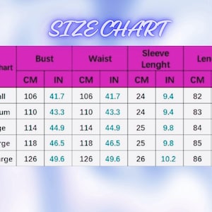 Puede incluir: Tabla de tallas para ropa con medidas en pulgadas y cent&iacute;metros. La tabla muestra las medidas de busto, cintura, manga y longitud para las tallas S, M, L, XL y XXL.