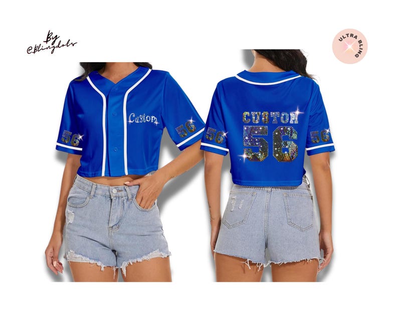 Baseball Crop Top Jersey – Custom Bling Shirt for Concert, Games ...