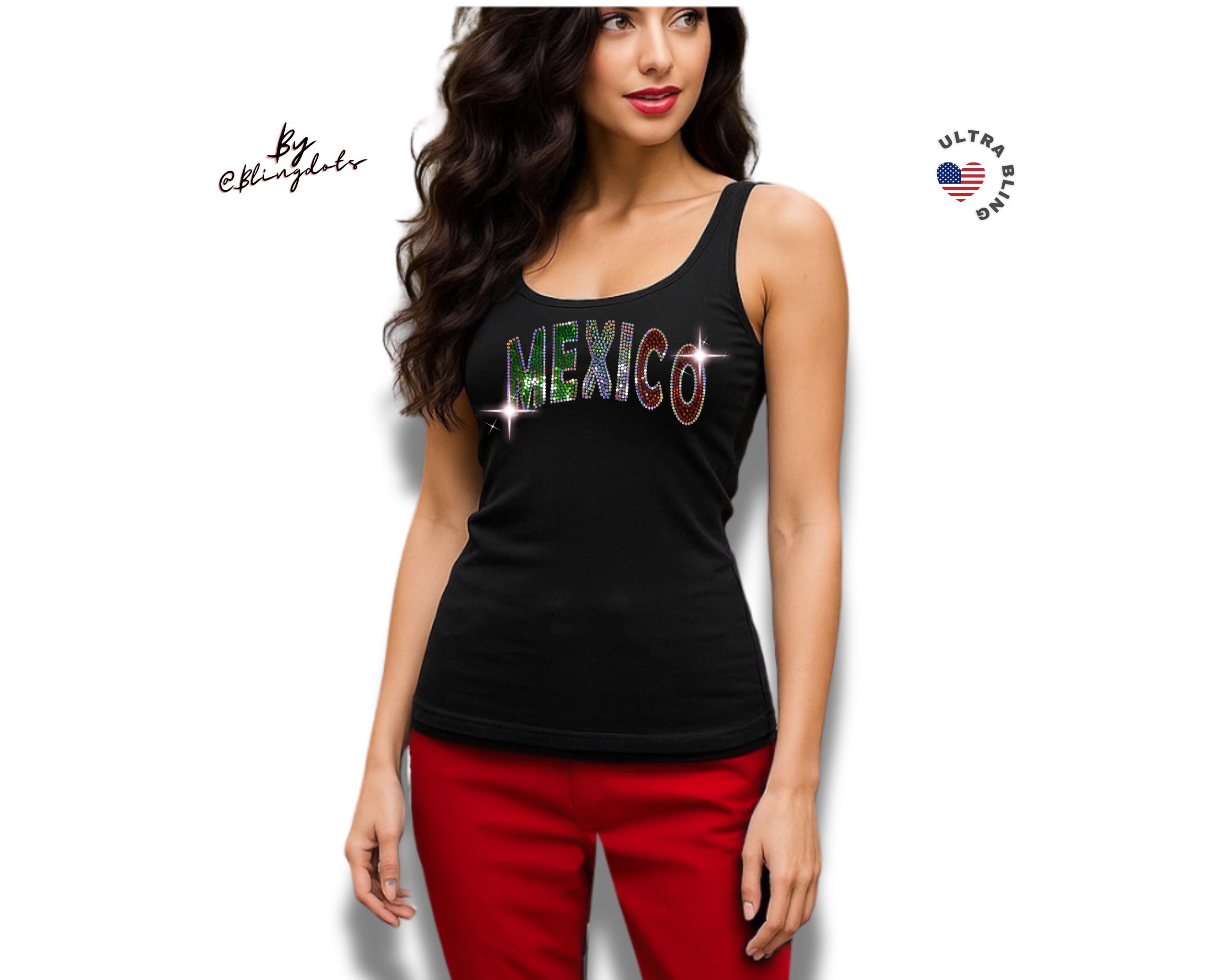 I Love Mexico Bling Shirt –glitter Tank for Proud Mexican Women 