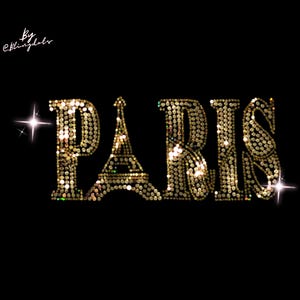 Koszulka z cekinami I Love Paris Bling - holograficzna koszula z cekinami, Wieża Eiffla, lśniąca złota koszula z błyszczącymi cekinami, patriotyczna, modna koszulka w paryskim stylu zdjęcie 4