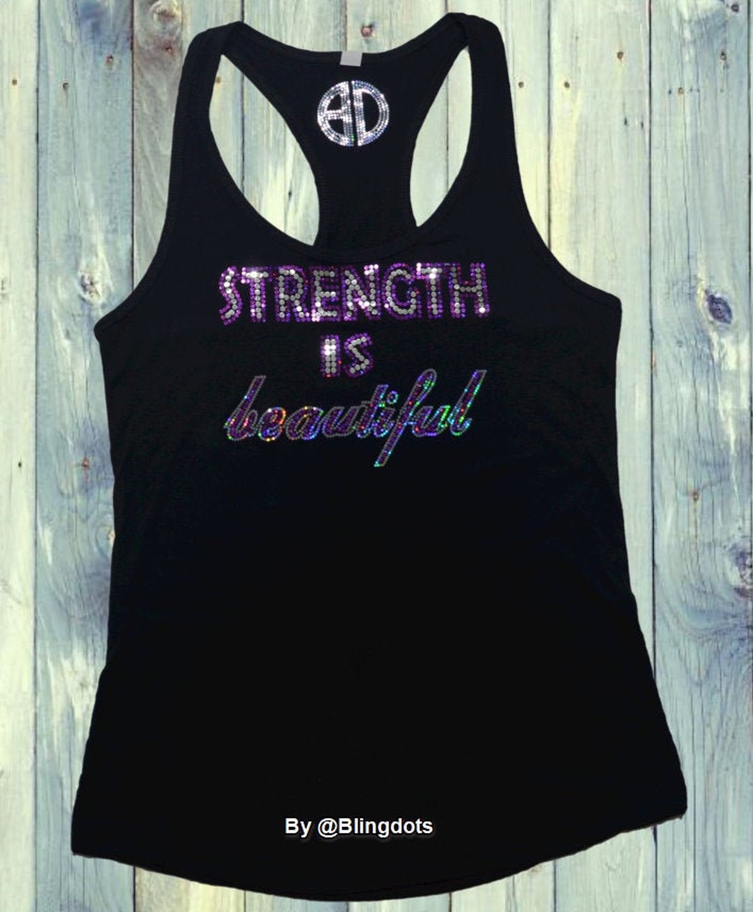 Strength is Beautiful Women Tank Top Gym Bling Workout Shirt Yoga Cross