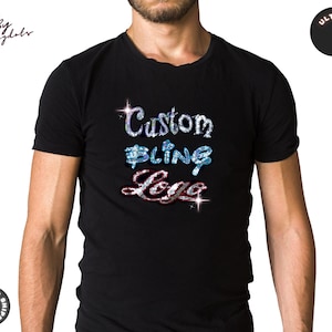 Benutzerdefiniertes Herren-Bling-Shirt, benutzerdefiniertes Herren-Shirt, benutzerdefiniertes Herren-T-Shirt, Herren-T-Shirt, Erstellen Sie mein eigenes Bling-T-Shirt, Unisex-Bling-personalisierter Text