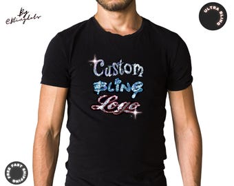 Chemise bling homme personnalisée, chemise homme personnalisée, t-shirt personnalisé homme, T-shirt pour homme, créer mon propre t-shirt bling, texte personnalisé bling unisexe