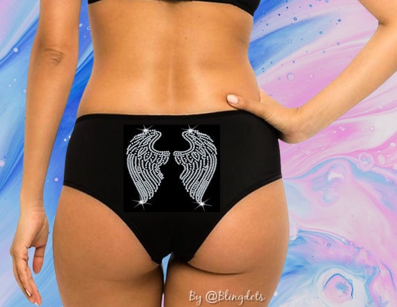 Angel Wings Bling Booty Shorts, Personalized Shorts , Bling Customized  Womens Underwear, Sexy Underwear, Custom Text/logo/image -  Canada