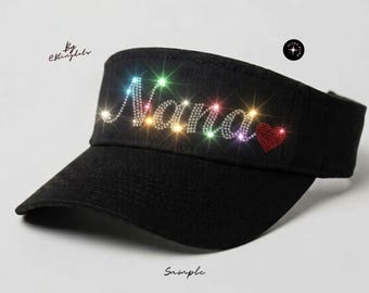 カスタムブリンブリンバイザー、スパンコールキラキラグリッターバイザー、スパークルバイザー、カスタムテキストバイザー、パーソナライズされたグリッターバイザー、カスタムブリンブリンテキストバイザー