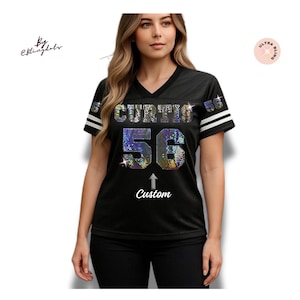 Custom Bling Football Jersey, Bling Jersey, personalized name and number, fan shirt bling, game jersey, add your text in sequins 2 sided