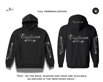 Custom Bling Hoodie Personalized City Team State Sweatshirt Custom Text Sequin Pullover Sparkle Game Day Apparel Customized Sweater Gift