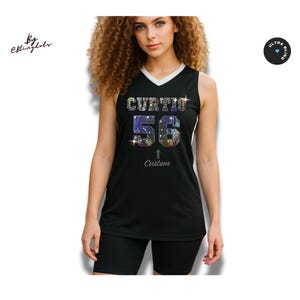 Custom Bling Basketball Jersey – Personalized Sparkle Jersey with Name & Number in Sequins. Stylish Fan Apparel, Glittering Design