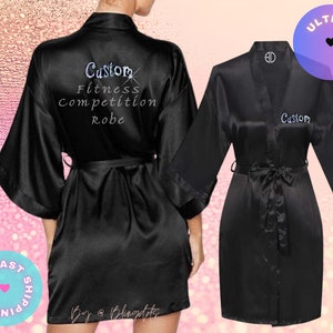 Custom Bling Satin Robe for Fitness Competitor, Personalized bling Logo Personalized Glamour for Stage Performances