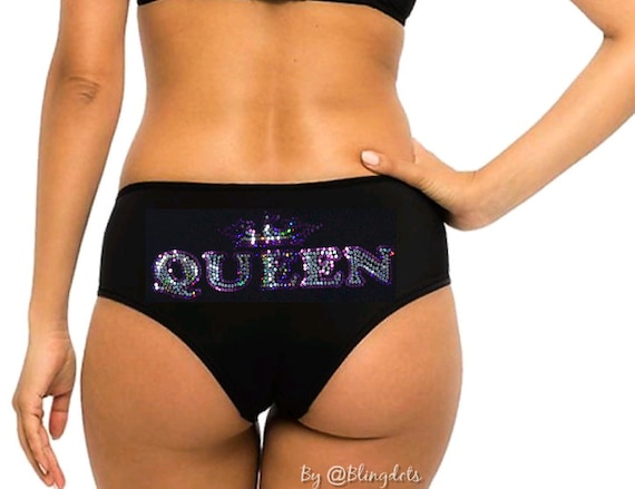 Queen Bling Booty Shorts, Personalized Shorts , Bling Customized Womens  Underwear, Sexy Underwear, Custom Text/logo/image -  Denmark