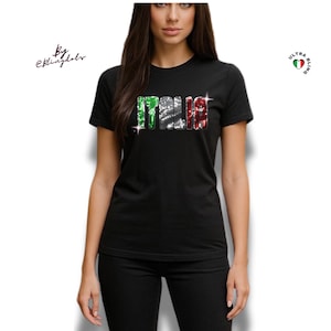 Italy Bling Tank Top for Women – Sparkly Sequin Shirt, Glitter Travel Outfit, Handmade Italian Pride Tee shirt football fan Italian glitter