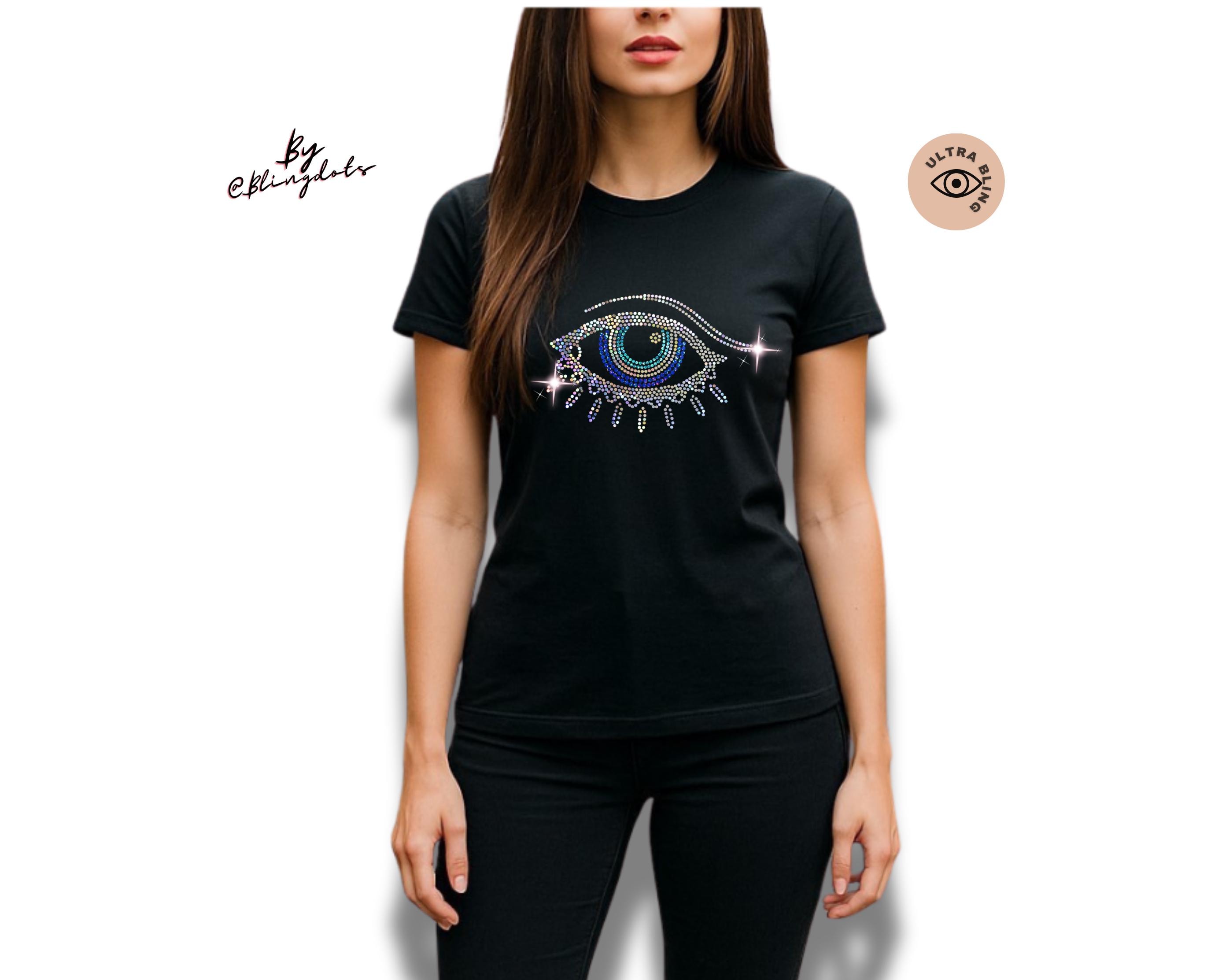 Third Eye V-Neck Shirt for Women – Spiritual Graphic Tee, Boho Yoga Outfit, Soft Cotton, Mindful Gift, Mystical Tank Top, holographic sequin