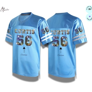 Custom Metallic bling football Jersey, personalized game concert Jersey, custom name and number, unisex sequins print logo fan shirt