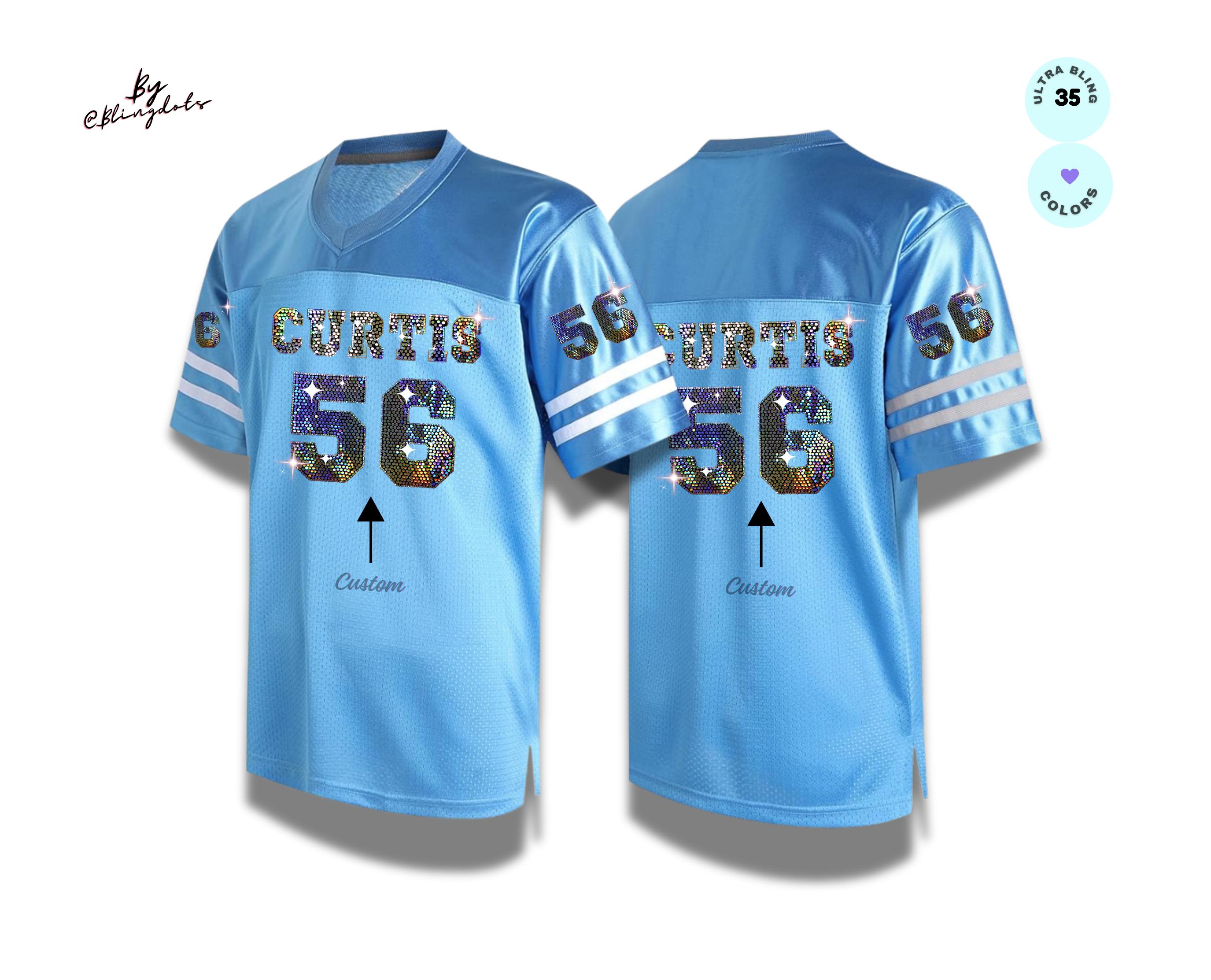 Custom Metallic Bling Football Jersey, Personalized Game Concert