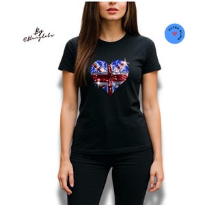 Royaume-Uni Chemise Bling - Angleterre paillettes T-shirt à sequins britanniques - élégance britannique scintillante, sequins holographiques, mode d'inspiration londonienne