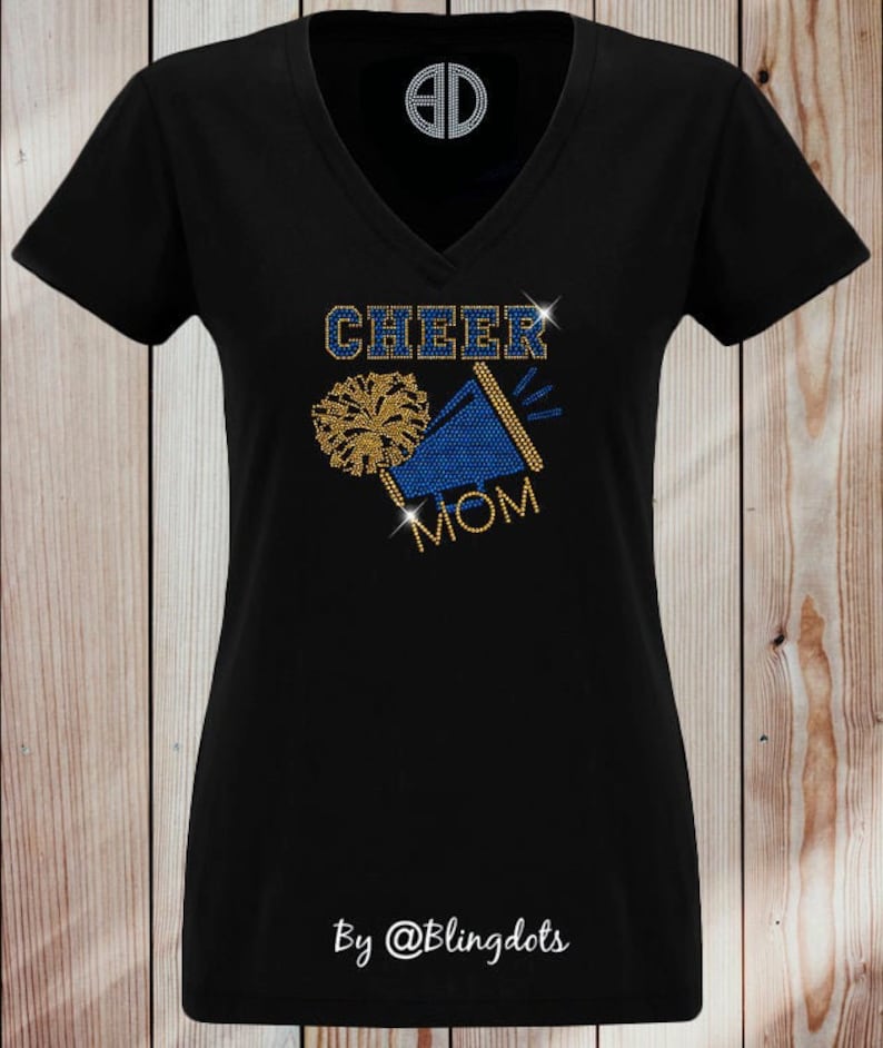 Cheer Mom Bling Shirt V Neck Sequins Logo Glitter No Etsy