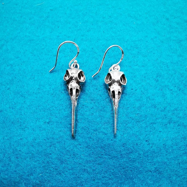 Silver Bird Skull Earrings. Halloween Jewellery. Bird Skull Earrings. Quirky Earrings Cute Unusual Funky Goth Fancy Dress. Perfect Gift.