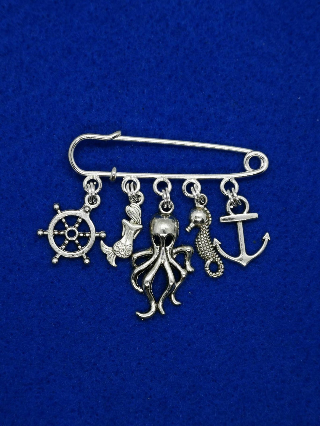 Nautical Seaside Inspired Pin Brooch. Silver Hat Bag Brooch. Etsy