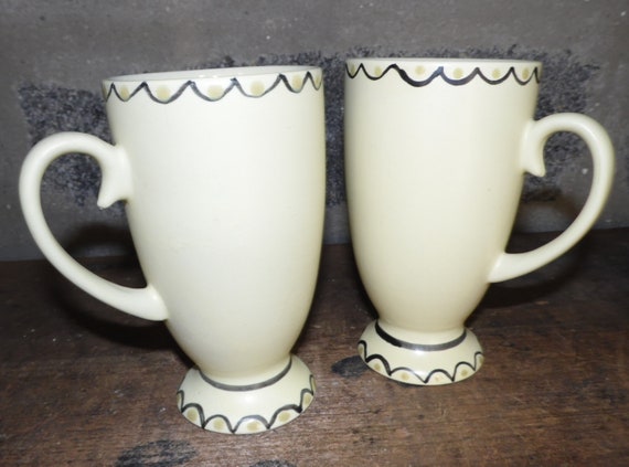 California Pantry Set Of 2 Hand Painted Yellow Black Coffee Etsy