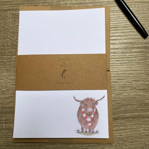 Set da scrittura Highland Cow, carta da lettere e buste, carta da lettere, set da scrittura personalizzato, set di carta da lettere