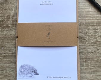 Hedgehog Letter Writing Set, letter writing paper and envelopes, writing paper, personalised writing set, writing paper set, Personalized