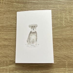 Cartão pintado à mão, ilustração de schnauzer miniatura, cartão com arte original, cartão de nota, cartão de agradecimento, cartão de aniversário desenhado à mão