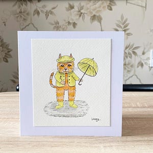 Handgemalte Karte, Katzen Illustration, Original Kunstwerk Karte, Handgezeichnete Grußkarte, Danke Karte, Handgezeichnete Geburtstagskarte, Lustige Katzen Karte