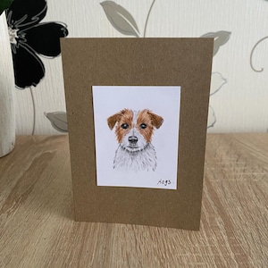 Cartão desenhado à mão, cachorro fofo, cartão de arte original, cartão de nota de cachorro fofo, agradecimento animal, cartão memorial de animal de estimação, presente personalizado, cartão de aniversário