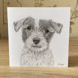 Cartão desenhado à mão, cachorro fofo, cartão de arte original, cartão de nota de animal fofo, agradecimento animal, cartão memorial de animal de estimação, presente personalizado, cartão de aniversário