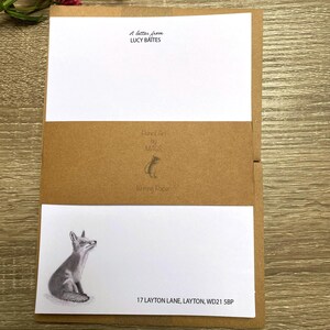 Set da scrittura Fox, carta da lettere e buste, carta da lettere, set da scrittura personalizzato, set di carta da lettere, personalizzato