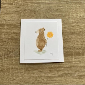 Handbemalte Karte, Bär Illustration, Original Kunstwerk Karte, Niedliche Geburtstagskarte, Dankeskarte, Handgezeichnete Geburtstagskarte, Personalisierte Karte
