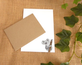 Set d'écriture de lettres Koala, papier à lettres et enveloppes, papier à lettres, coffret cadeau, papier à lettres personnalisé