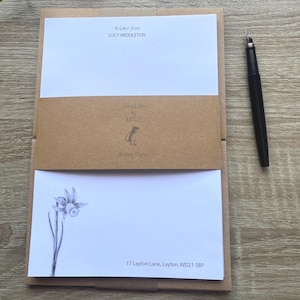 Juego de escritura de cartas de narcisos, papel y sobres para escribir cartas, papel de escribir, juego de escritura personalizado, juego de papel de escribir, personalizado