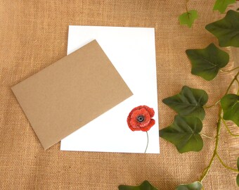 Poppy Brievenset briefschrijfpapier en enveloppen schrijfpapier cadeauset schrijfset, schrijfpapierset gepersonaliseerd papier bloemen