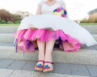 Multicoloured Petticoat | Colourful unique wedding dress accessories for plus size bride, rockabilly petticoat for 1950s short wedding dress