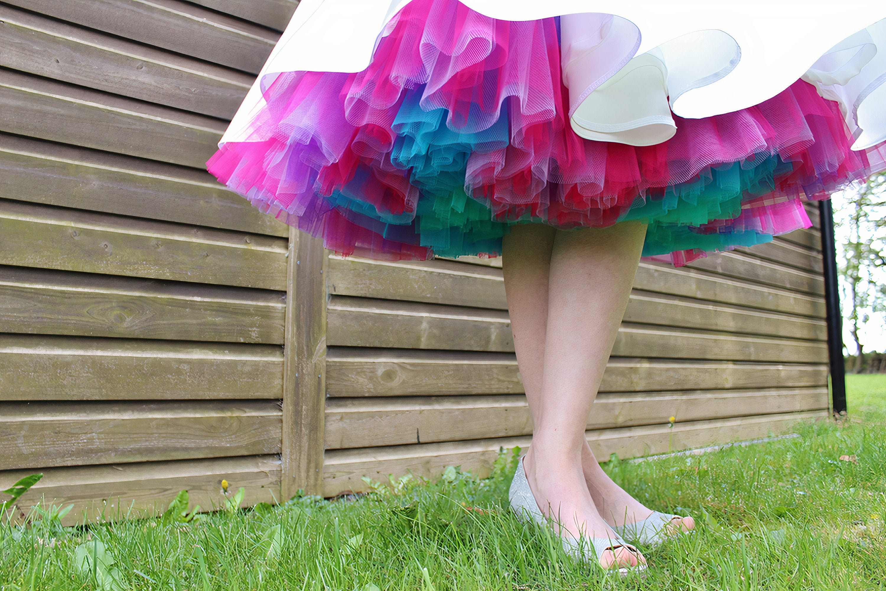 Shimaly Women's Dual Purpose of Petticoat and Skirt Above Knee Underskirt Multicolour Tutu Skirt 