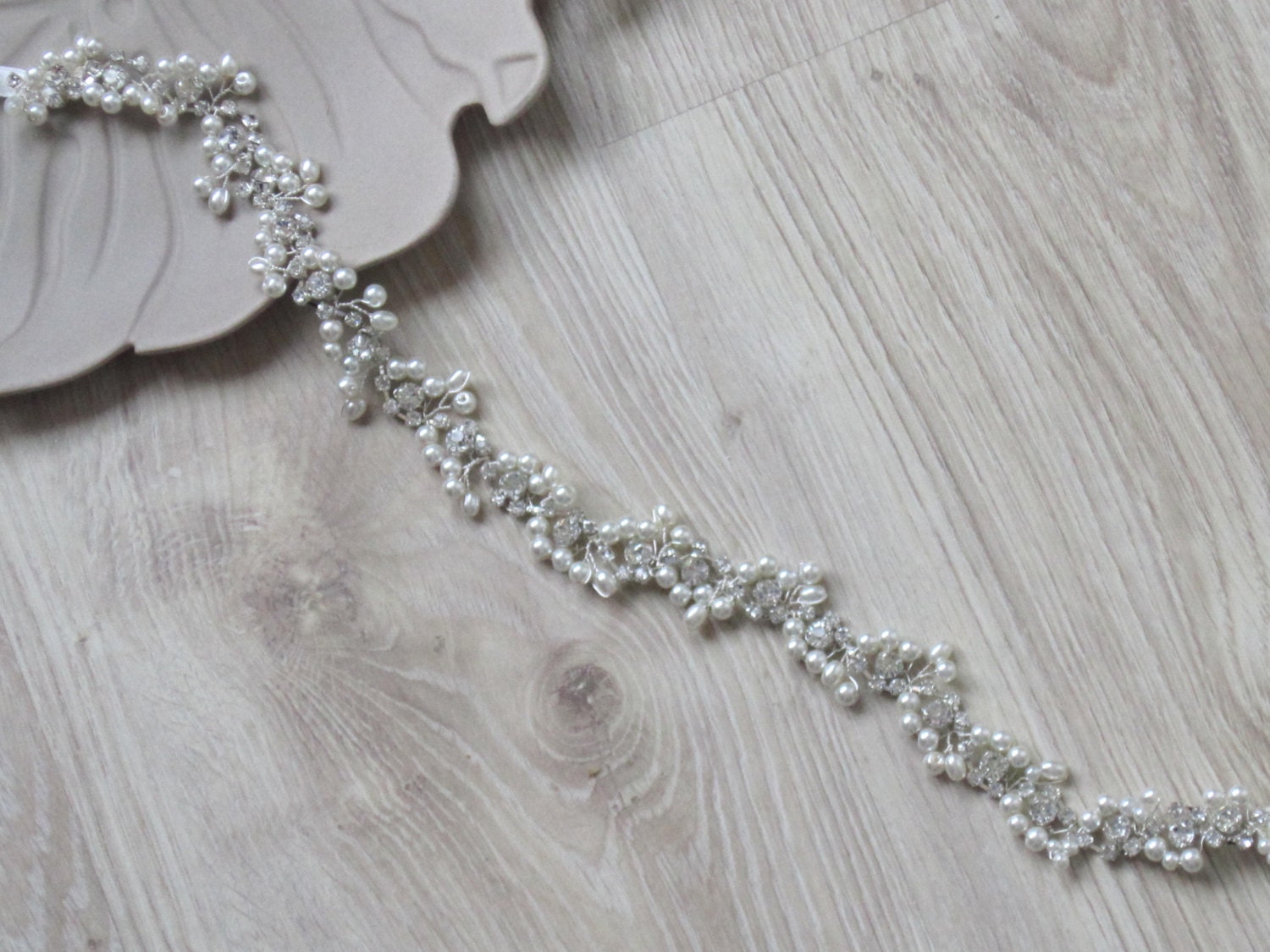 Ivory Pearl Bridal Belt: Rhinestone Wedding Dress Sash - Etsy display picture 1