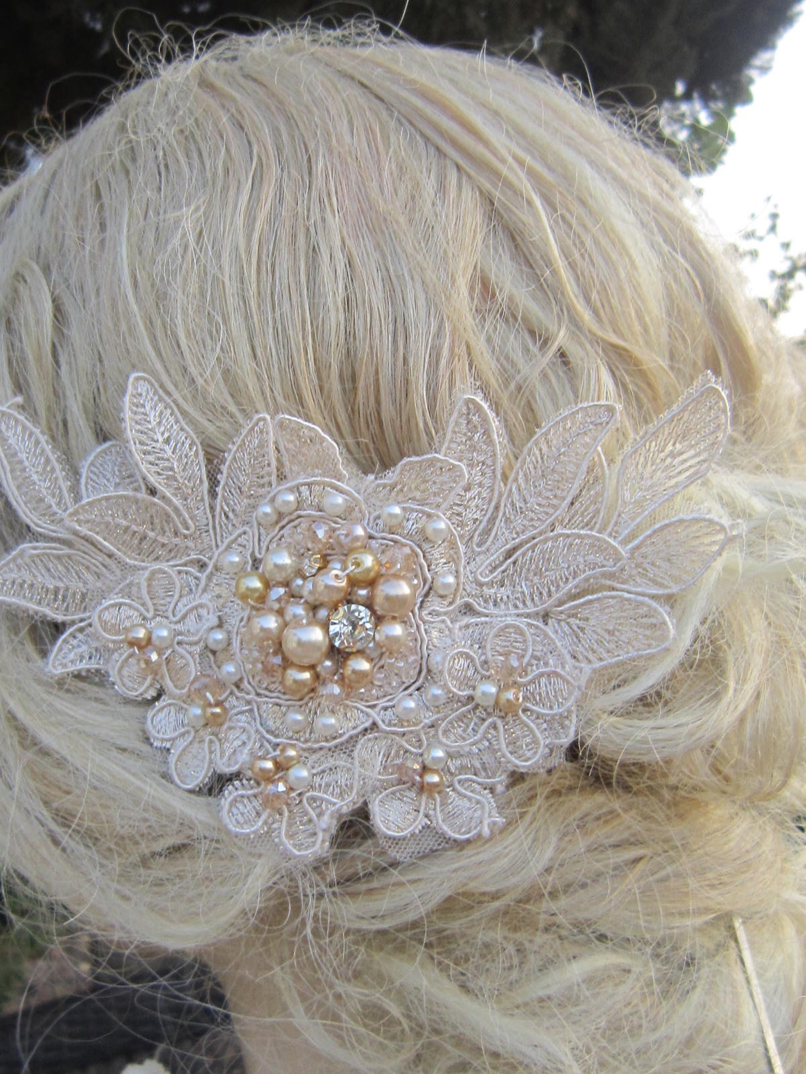 Beige Lace Hair Comb Ivory Lace Hair Piece Wedding Hair - Etsy
