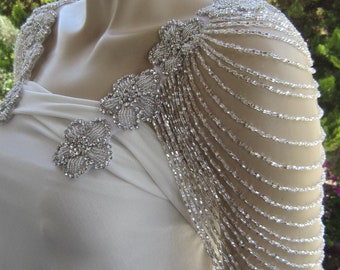 Rhinestone Bridal Epaulettes, Detachable Wedding Dress Straps,Beaded Shoulder,  Crystal Beaded Straps, wedding accessories